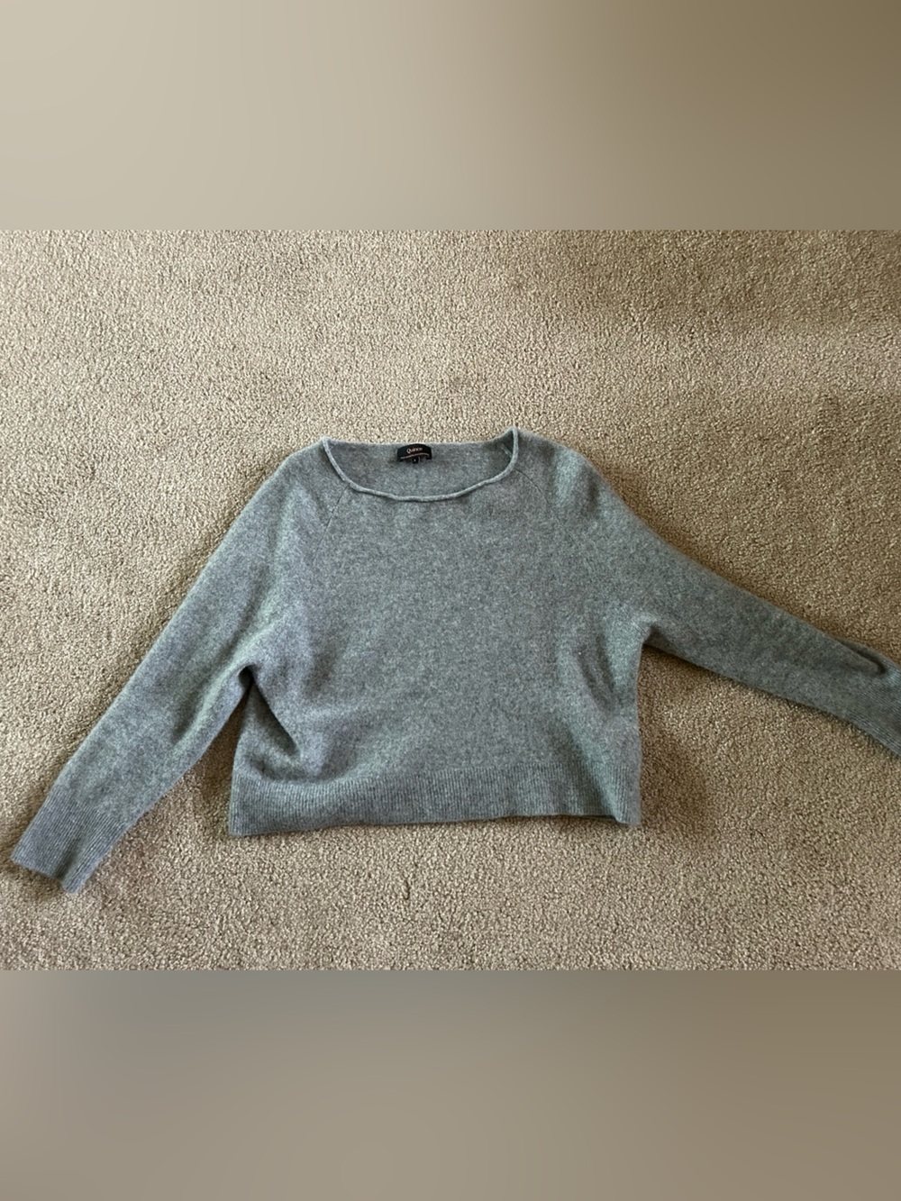 Quince Light Gray Cropped Crewneck Sweater